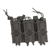 Outdoor Dreifach Molle Magazintasche 9mm Grau Offene Top Kurze Ausführung