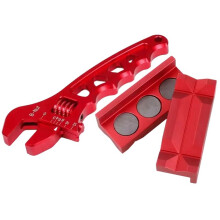 Aluminum Adjustable Wrench Spanner & Vise Jaw Insert for Fuel Hose Fitting Automotive Installation Tool Kit (Red)