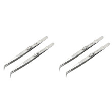 4Stk Leichtes Stahl Pinzetten Set Silber Multifunktional Für