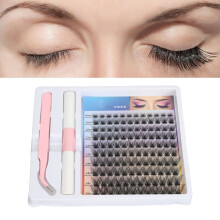 DIY 120 Stück Wimpernverlängerungs-Set 8-16mm mit 2ml Kleber & Pinzette