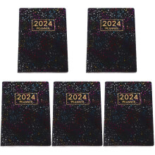 5Pièces Cahier De Notes Organizer 2024 Usage Étudiants Noir