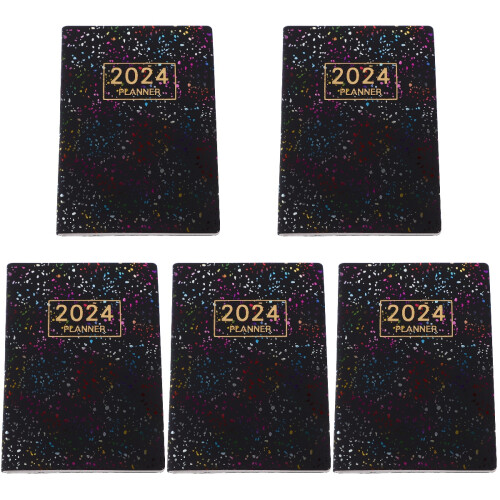 5Pièces Cahier De Notes Organizer 2024 Usage Étudiants Noir