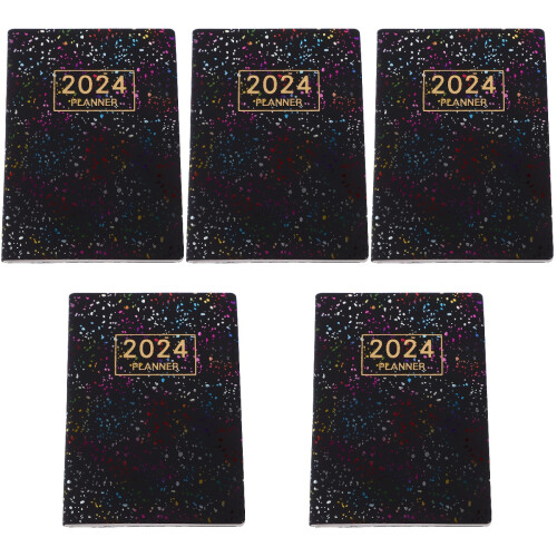 5Pièces Cahier De Notes Organizer 2024 Usage Étudiants Noir 2