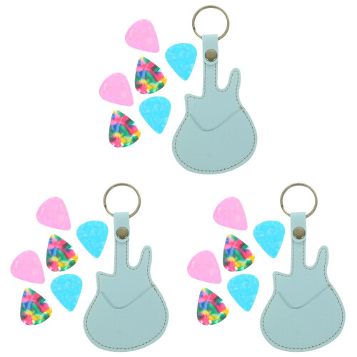 3Ensembles Pochette Bleu PU Pour Médiators Guitare Basse