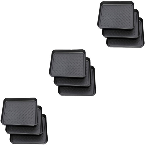 9Pcs Black Plastic Feeding Plate and Shoes Storage Tray Multipurpose