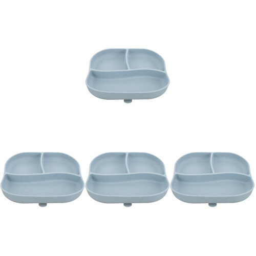 4Pcs Non-Slip Silicone Divided Plates with Suction Cup for Elderly