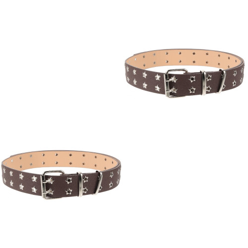 2Pièces Ceinture Punk PU Fer Confortable 2