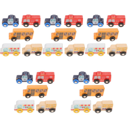 25Pièces Figurines Voitures Bois Jouets Manuel 2