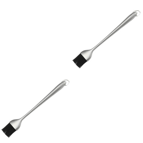 2Stk Bbq Silikonsauce Mit Langem Edelstahlgriff, Hitzeresistent 2