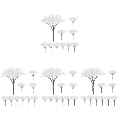 40Pièces Fleurs Faux Blanches Décoratives Mini Arbres Scène Miniature