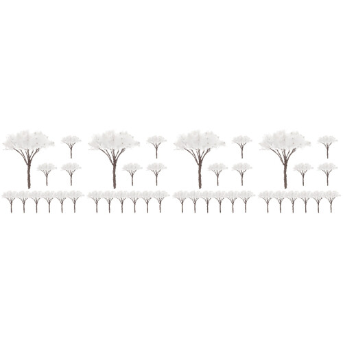 40Pièces Fleurs Faux Blanches Décoratives Mini Arbres Scène Miniature 2