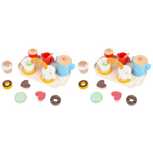 2Ensembles Jouet Service Bois Enfants Couleurs Variées Durable