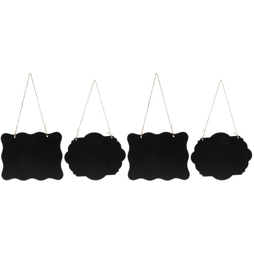4Pièces Ardoises Suspendues Noires Bois Pour Décor Et Message