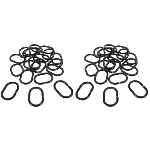 40Pcs Shower Curtain Hooks Black ABS Plastic Hanging Rings