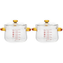 2Pièces Cocotte En Verre Transparent Avec Couvercle Poignées Doubles