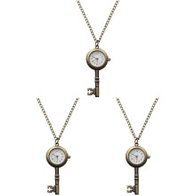 3Pcs Coffee Vintage Pocket Watch Necklace Bronze Quartz Elegant Gift