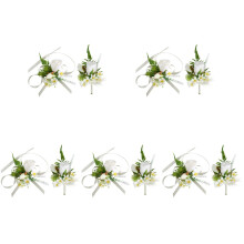 5Ensembles Ensemble Boutonnière Et Corsage Blancs Pour Cérémonie Et Fête