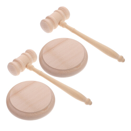 4Ensembles Marteaux De Tribunal Bois Beige À Prise Facile 2