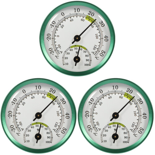 3Pcs Accurate Hanging Hygrometer Durable Green Thermometer for Sauna