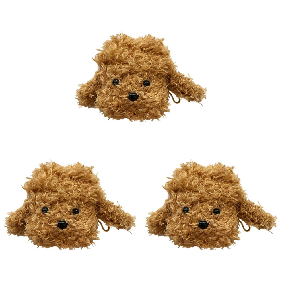 3Pcs Plush Headphone Plush Case Protective Cover For Earphones Brown 3691227558718