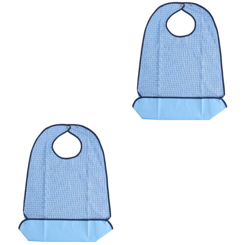 2Pcs Waterproof Clothing Protector Bib for Adults Sky-Blue Easy Clean 2