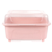 2Pcs Pink Cutlery Draining Box Kitchen Tableware Organizer with Cover