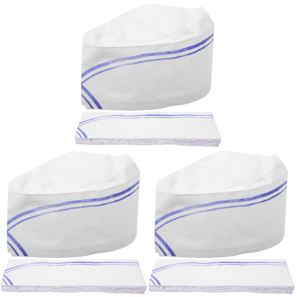 120Pcs Stylish Disposable Chef Hats Thick Paper Universal Kitchen Caps 3691227578129