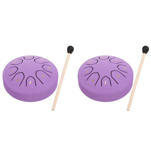 2Sets Smooth Surface Steel Tongue Drum Purple Percussion Instrument