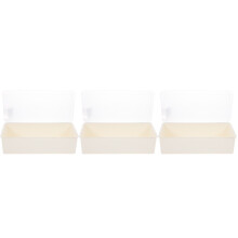 3Pcs PP Beige Utensil Holder Transparent Lid Cutlery Storage Box