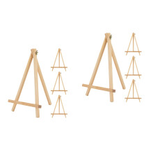 8Pcs Multipurpose Wooden Easels Khaki Foldable Painting Display Stands