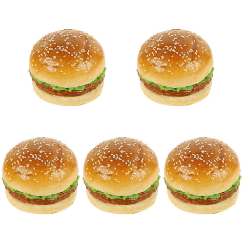 5Pcs Simulation Burger Model Soft Touch Food Photo Prop