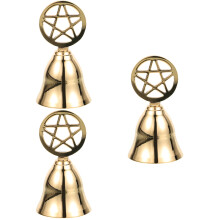 3Pcs Retro Golden Handheld Bells for Tarot Ceremony Restaurant Bar Use