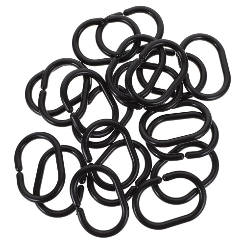 40Pcs Shower Curtain Hooks Black ABS Plastic Hanging Rings 1