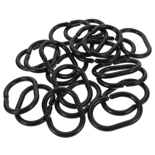 40Pcs Shower Curtain Hooks Black ABS Plastic Hanging Rings 2