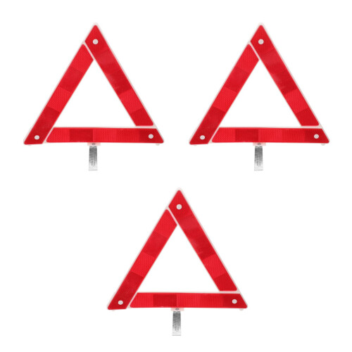 6Pcs Foldable Red ABS Plastic Reflective Car Roadside Safety Triangles 2