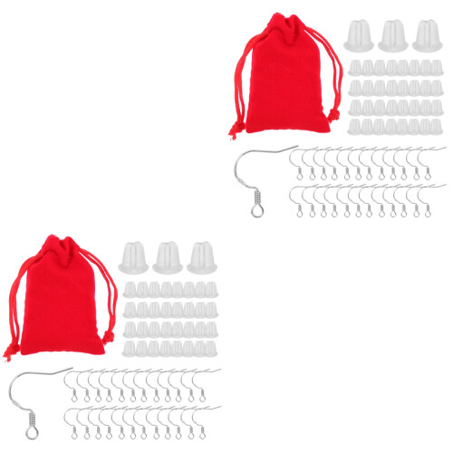 2Sets DIY Earring Making Hooks Red Lightweight Ear Jewelry Accessories 1