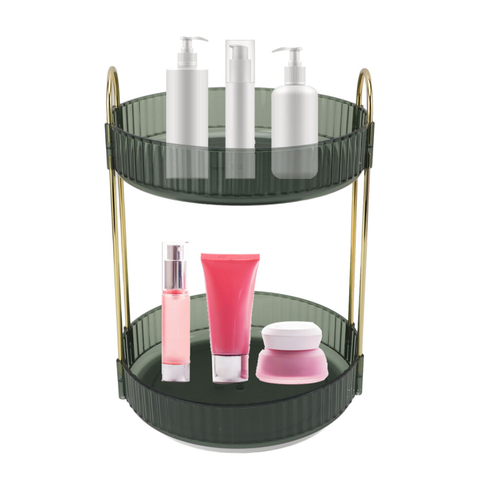 2-Tier Makeup Organizer Rack 360 Rotation, Green, Iron+Pp 5021386382264