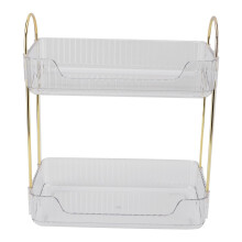 Doppelstöckiger Licht-Luxus-Make-up-Stand, weiß, 33 cm