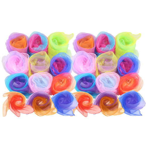 48Pcs Assorted Color Juggling Dance Scarves Soft Gauze for Performance