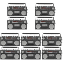 10Pcs Black Mini Radio Figurines Plastic Miniature Retro House Decor