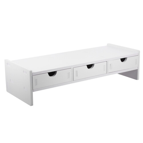 2St Laptop Riser Tablet Wit Van PVC Hout Met Drie Lade Organizer 1