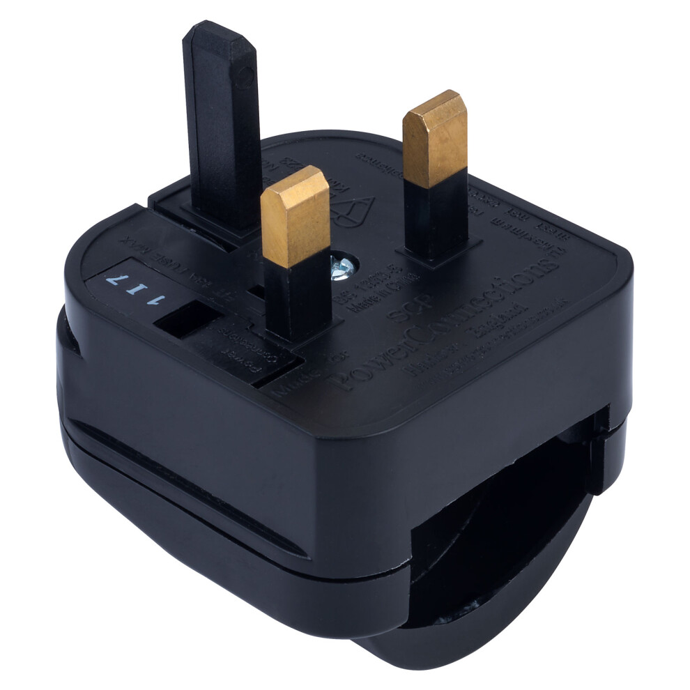 Power Connections Scp-Bk-R-5A Schuko Plug Converter No Earth Returnable 5A Black