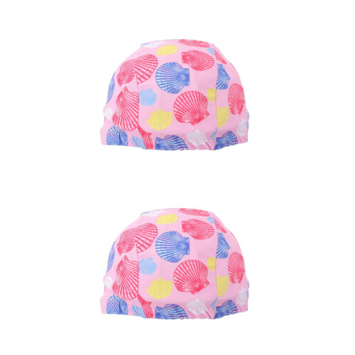 2Stk Kinder Badekappe Nylon Schwimmkappe Wasserdicht Pink 1