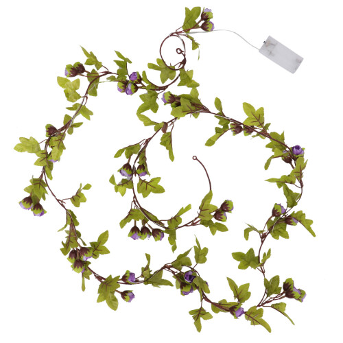 2Pcs Purple Rose Vine Copper Wire String Lights LED Battery Operated 2