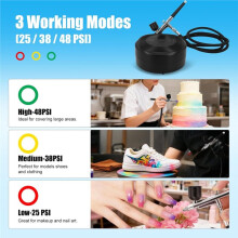 Airbrush Kit with Air Compressor, 48 PSI 10 L/Min High Pressure Air Brush Kit with 0.3/0.5mm Cleaning Sets EU Plug A
