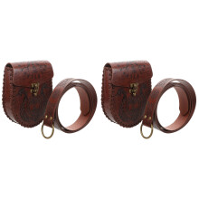 2Sets Viking Cosplay Riem Met Pouch PU Lichtbruine Set