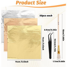 5.5" X 5.5" Sheets for Art Foil Paper, Foil Paper Art Foils Sheet for Resin Gilding Crafting Nails Furniture Home Decor
