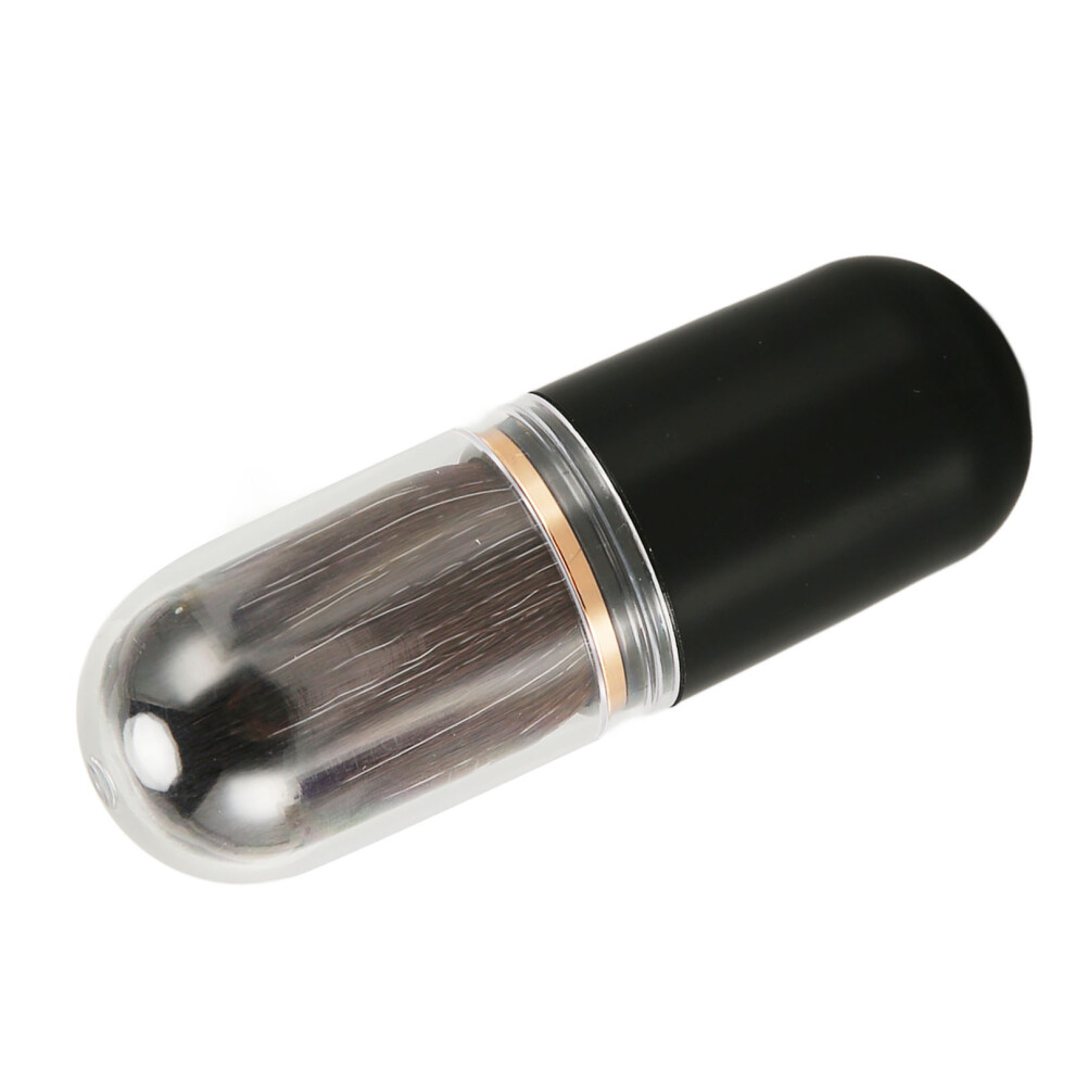 Black Portable Retractable Makeup Brush - Dense Bristle, Small & Compact