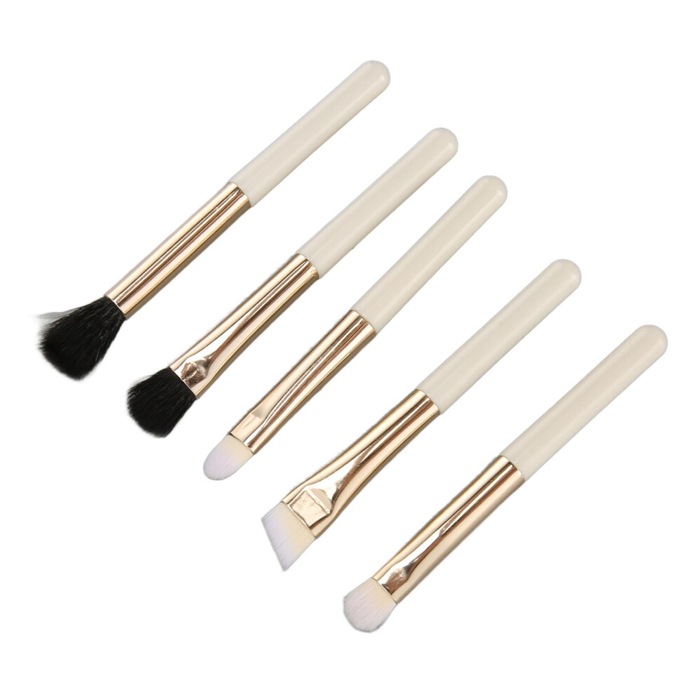 6-in-1 Portable Synthetic Makeup Brush Set with Mirror, White