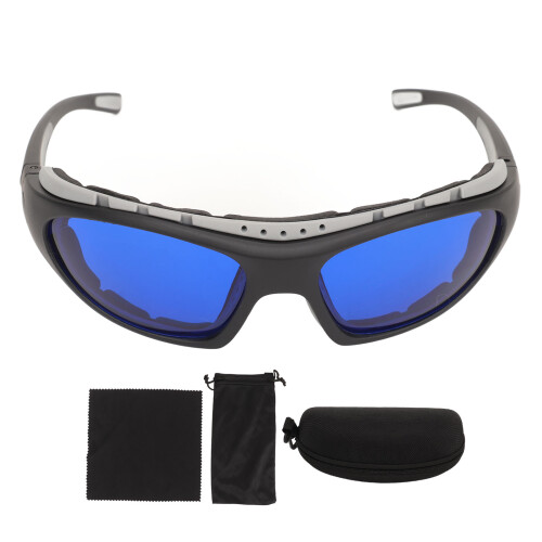 Golfballfinder-Brille PC Klar, Weitwinkel, Blaue Gläser, Graues Gestell 1